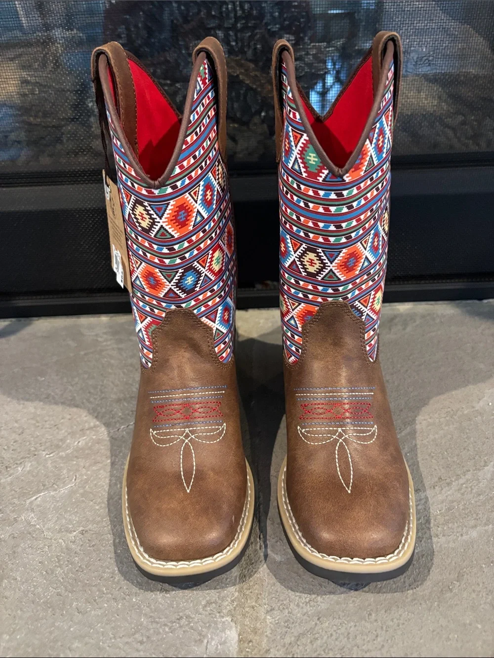 Twister Western cowgirl boots,Aztec print,TPR outsole,slip in